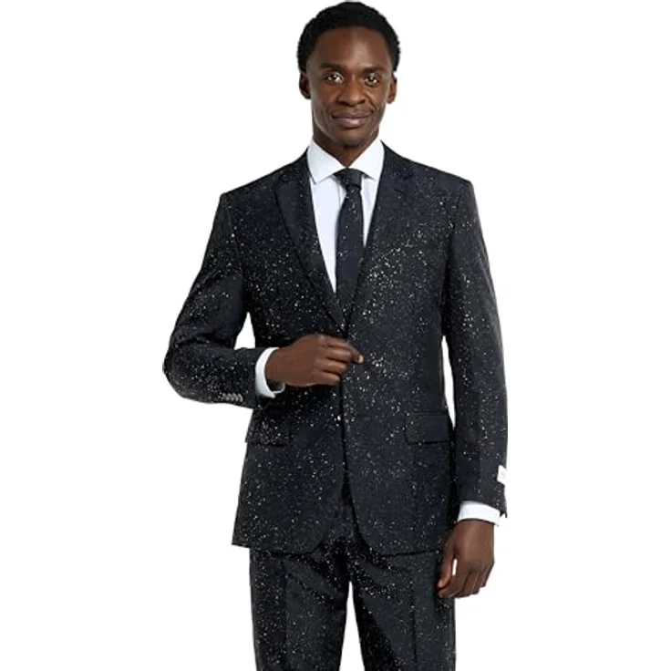 Opposuits Anzug Glitter Party Kostüm Anzug - Sakko Schwarz mit Glitzerschicht, Slim Fit, für Silvester – Bild 2