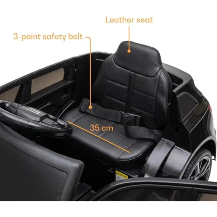 Vrooomy Audi RS6 Kinder Elektro Auto, 12V Akku mit Fernbedienung, Scheinwerfer, Bluetooth MP3-Player, Schwarz, geeignet für 1 bis 5 Jahre – Bild 6