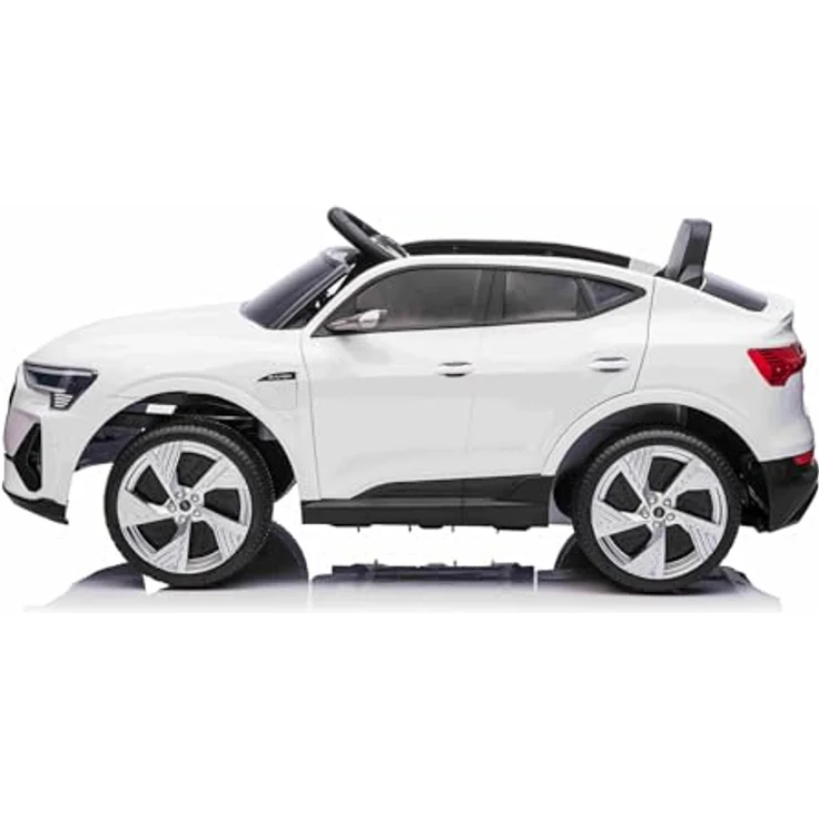 Beneo Motors Elektrisches Kinderauto Audi E-tron Sportback 12V, weiß, mit breitem Einzelsitz, Dreipunkt-Sicherheitsgurt, 2,4 GHz Fernbedienung, USB/AUX-Eingang, Federung und LED-Beleuchtung – Bild 2