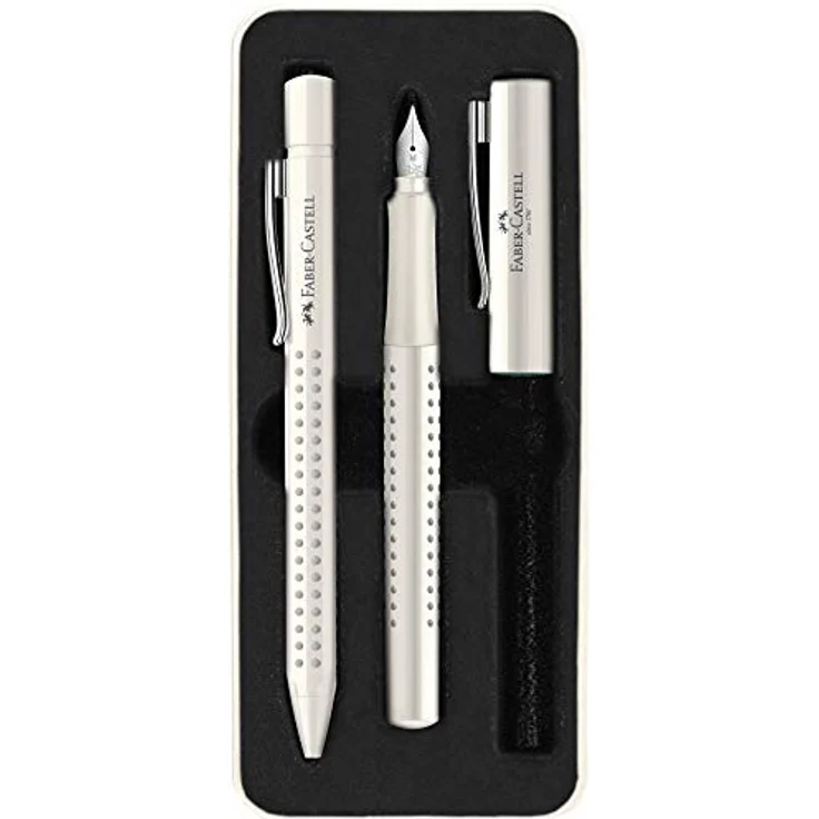 Faber-Castell 201527 - Schreibset Grip 2010, Kugelschreiber und Füller, coconut milk, 1 Stück – Bild 1