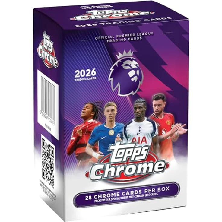 Topps 2026 Premier League Chrome Value Box, Sammelkarten mit glänzendem Chrome-Finish und beliebten Spielern – Bild 1