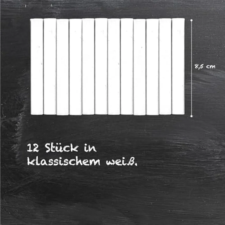WESTCOTT Malkreide Tafelkreide, 12 Stück weiss, staubarm & leicht abwischbar, 1,2 cm ⌀ x 8,5 cm – Bild 2