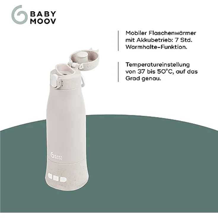 Babymoov Mobiler und kabelloser Flaschenwärmer Moov & Feed - Kapazität 340ml - Wasser oder Muttermilch - Einstellbare Temperatur - Warmhaltefunktion (bis zu 7 Stunden) -USB – Bild 3