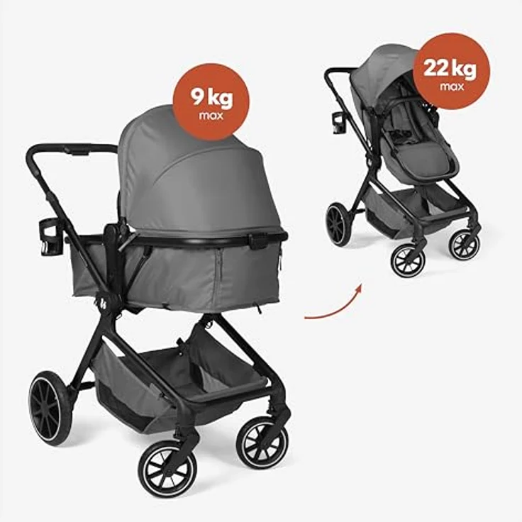 Hauck 2in1 Kinderwagen Convert N Care, ab Geburt bis 4 Jahre, Dark Grey, inkl. Matratze und Babyschalen-Adapter – Bild 3