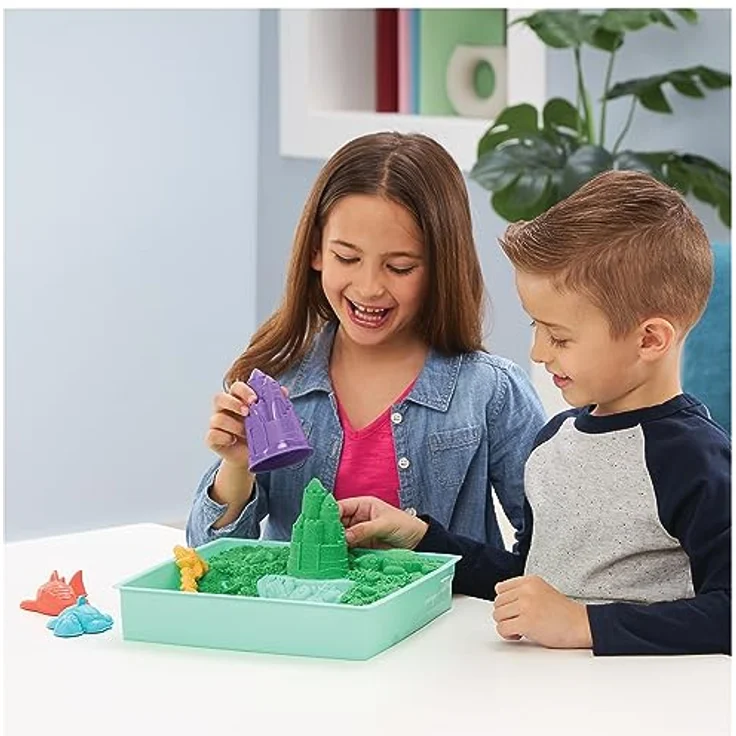 Spin Master Kinetic Sand Kreativset, 454 g in Grün, mit Förmchen und Schäufelchen für kreatives Spielen – Bild 8