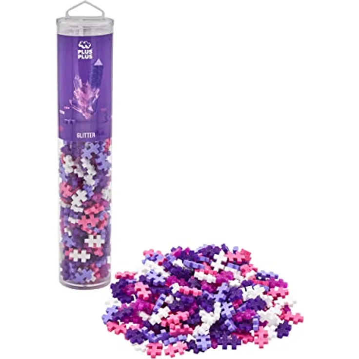 Plus-Plus 9604243 Geniales Konstruktionsspielzeug, Tube Glitzer, Bausteine-Set, 240 Teile
