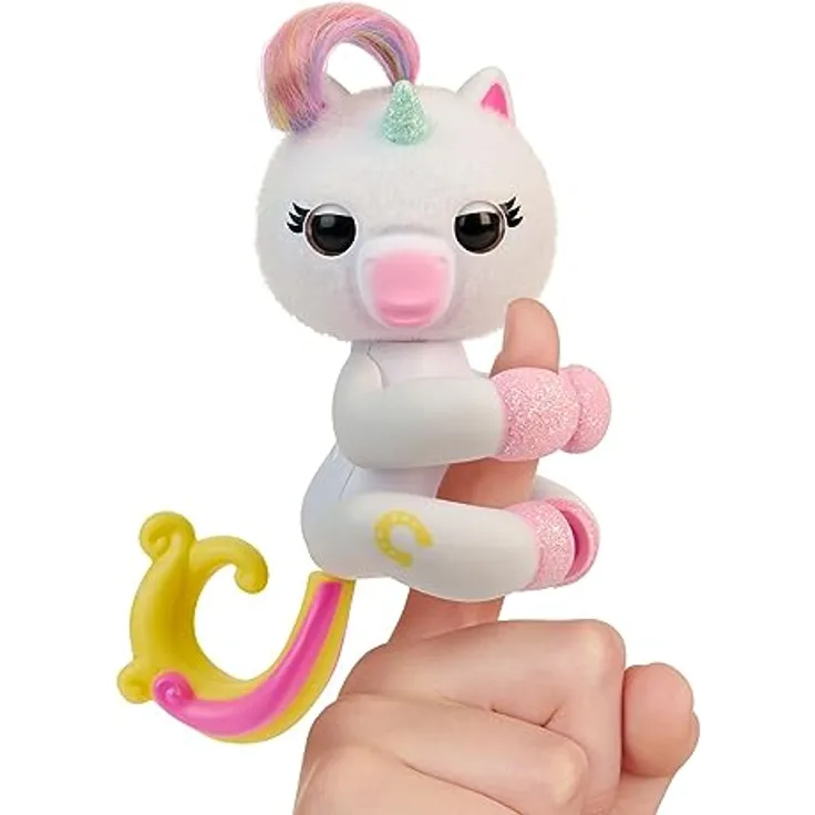 Fingerlings 2.0 Basic Unicorn- Lulu, Interaktives Babyeinhor mit 70+ Licht und Reaktionen, Fuzzy-Fell und posierbarer Schwanz, Rosa