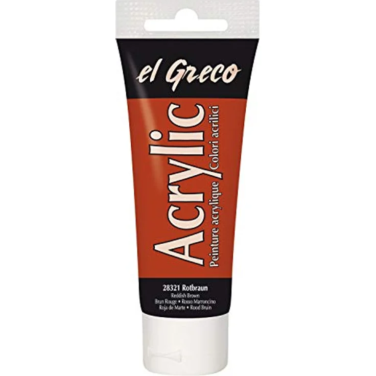 KREUL El Greco Acrylic, rotbraun, 75 ml Tube, hochpigmentierte, glänzende Acrylfarbe in Studienqualität, buttrig vermalbar für pastose Malerei – Bild 1