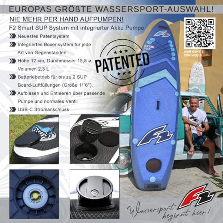 F2 Stand up Paddle Board Sector SMART SUP, 10,5 mit E-Pumpe und Smart Box-System, blau 2024/2025 – Bild 5