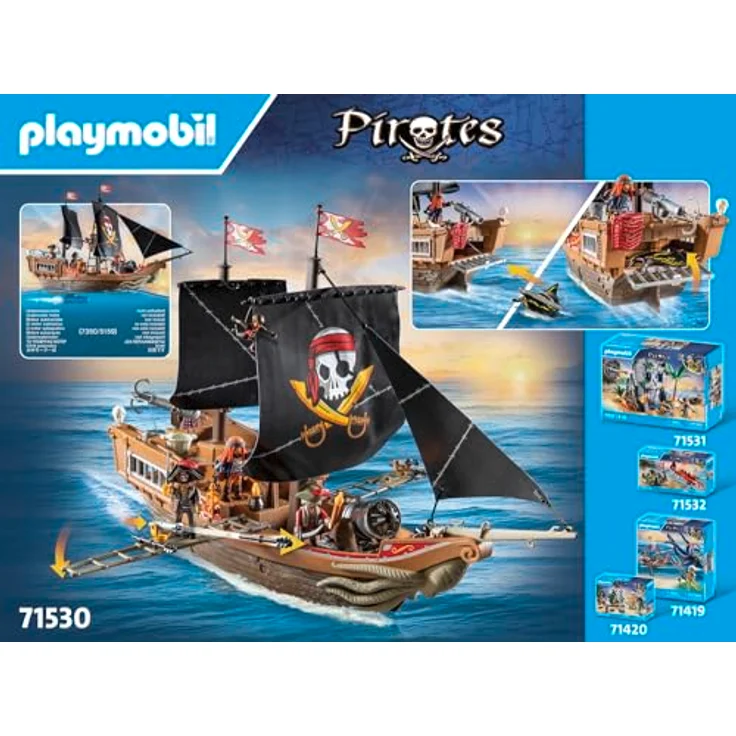 Playmobil® Konstruktions-Spielset Großes Piratenschiff (71530), Pirates, (137 St), Made in Europe – Bild 5