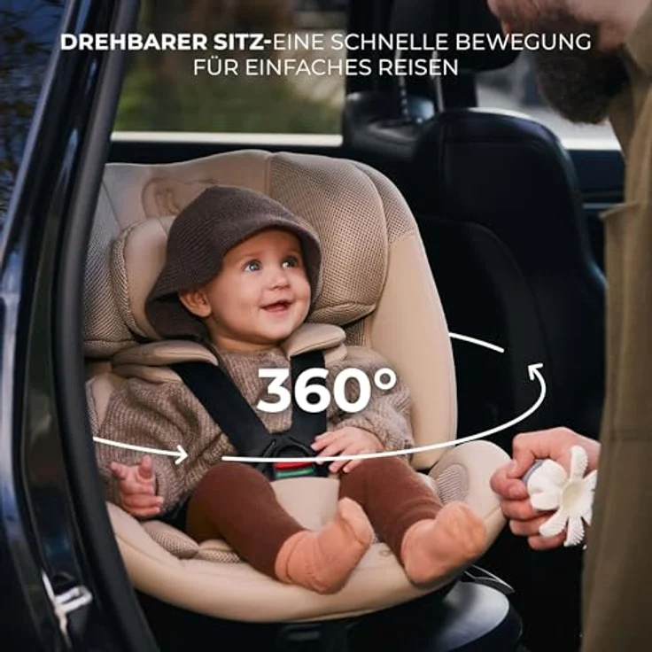 KinderKraft Xpedition 3, Reboarder nach ECE R129/i-Size Norm, bis 105 cm, 360° Drehfunktion, verbesserter Seitenschutz SPS+, schaumstoffgepolstert – Bild 5