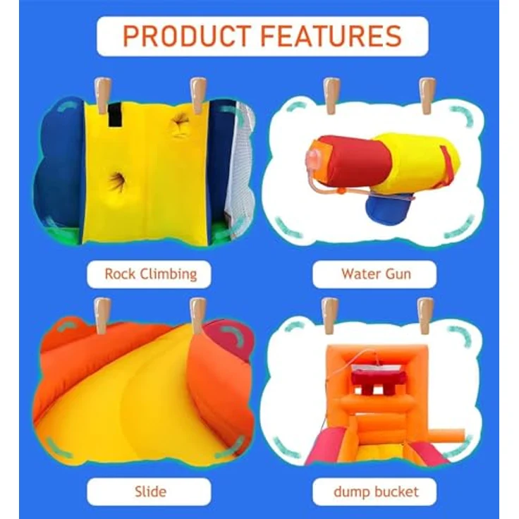 Ballsea Große Hüpfburg mit Gebläse, Trocken-/Wasserrutsche, geeignet für Kinder von 3 bis 10 Jahren, Children's Bouncy Castle for Indoor or Outdoor use 320 x 280 x 232 cm – Bild 4