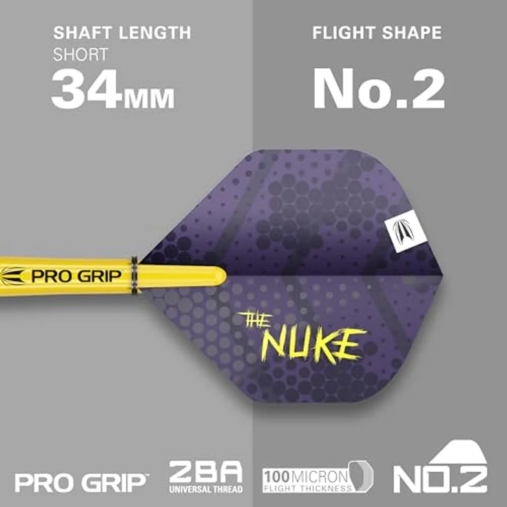 Target Darts Luke Littler Loadout Steel Tip Darts, 90% Tungsten 23G, mit Swiss Points, Pro Grip Shafts & No.2 Flights, violett/gelb – Bild 4