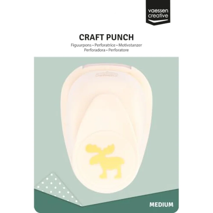Vaessen Creative Motivstanzer Elch, 2 x 2.1 cm, für Bastelpapier und Scrapbookpapier, Weiß-gold – Bild 4