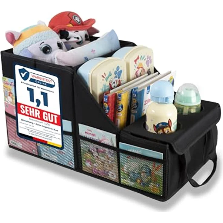 LIONSTRONG® Auto Organizer, universeller Rücksitz- und Beifahrersitz Organizer mit extrem stabilen Kunststoffplatten, wasserabweisend und extra Stauraum für Snacks und Spielzeug – Bild 1