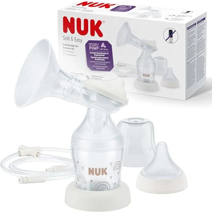 NUK Soft & Easy Erweiterungsset elektrische Milchpumpe, 100% Silikon Brustaufsätze 24 mm & 27 mm, inkl. Perfect Match Babyflasche, individuell einsetzbar als Einzel- oder Doppel-Milchpumpe – Bild 1