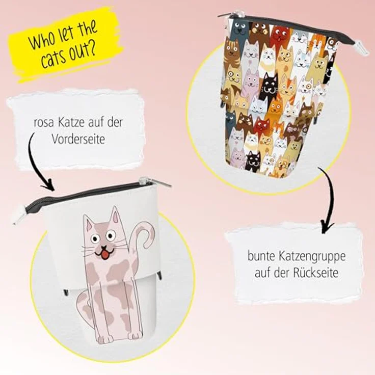Online X-Pand 2-in-1 Federmäppchen & Stifteköcher, Katzen-Motiv, 3 Innenfächer, wasserabweisend, Pop Up Pencil Case für Schule & Büro – Bild 5