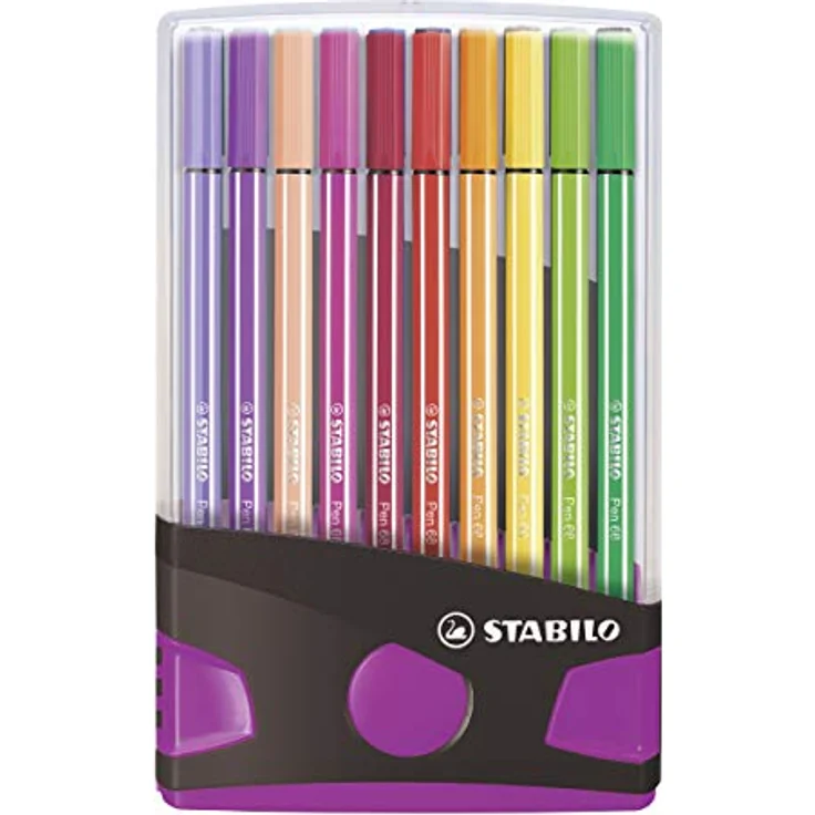 Premium-Filzstift - STABILO Pen 68 Colorparade - 20er Tischset in anthrazit/pink - mit 20 verschiedenen Farben - Preisvergleich – Bild 1