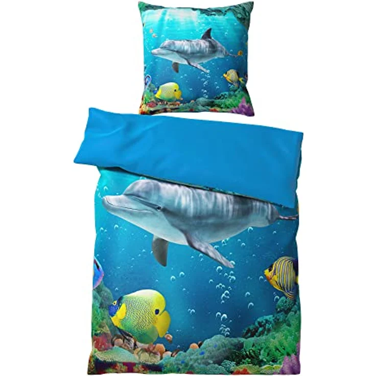 Sanilo Bettwäsche 135x200 cm, 100% feinste Baumwolle, Oeko-TEX Zertifiziert, Wendebettwäsche (Delphin, 2-teilig 135x200 cm) – Bild 3