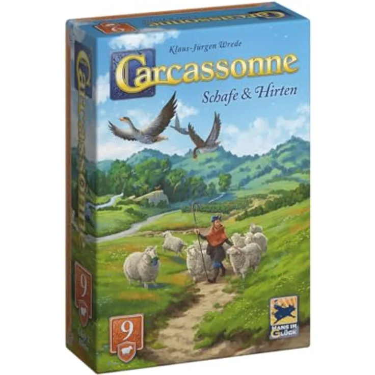 Hans im Glück Carcassonne – Schafe und Hirten (Auflage 2025), 9. Erweiterung, Familienspiel für 2-6 Spieler, ab 7 Jahren, 45 Minuten Spielzeit, deutsch