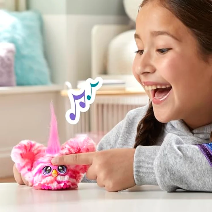 Hasbro Furby Furblets Bub-Lee, interaktives Plüschtier mit K-POP Musik und Schlüsselanhänger, pink-weiß gestreift, für Kinder ab 6 Jahren – Bild 4