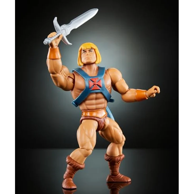 Masters of the Universe Origins He-Man-Actionfigur, ca. 14 cm groß mit abnehmbaren Brustpanzer, 2 Schwertern, Mini-Comic, HYD17 – Bild 4