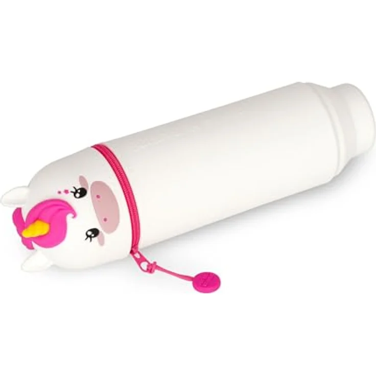 LEGAMI - 2-in-1 Weiche Silikontasche - Kawaii, Einhornförmige Schultasche, Tischstifthalter, Reißverschluss, Silikon, Stiftetasche Buntstifte Marker, H 18,5 cm - Pink – Bild 3