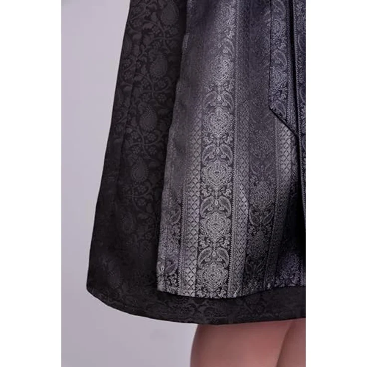 Edelnice Dirndl Midi Evi Samt Schwarz, exquisites Trachtenkleid mit edlem Samtmieder, dunklem Jacquardstoff und schimmernder Schürze – Bild 9