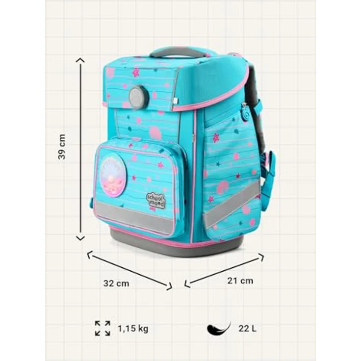 SCHOOL-MOOD Champion Maxx Pro Schulranzen-Set 6-teilig, höhenverstellbar, 22 L, ca. 1,1 kg – Motiv Lilly (Meerjungfrau), für Grundschule 1.–4. Klasse, Modell 2026 – Bild 4
