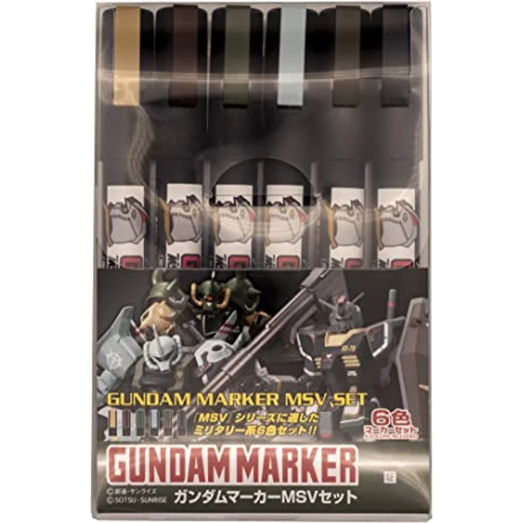 GSI Creos ＭＲ．ＨＯＢＢＹ GMS127 Gundam Marker MSV Set, 6 Filzstifte zum Bemalen von Gunpla, Farbsatz mit 6 Farben und feiner Spitze – Bild 1