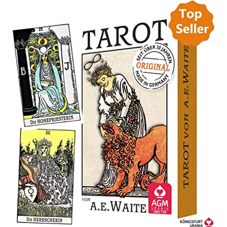 Königsfurt-Urania Premium Tarot von A.E. Waite, 78 Karten, Deluxe Edition mit dezenter Farbgebung und „Brown Pebble“-Design – Bild 1