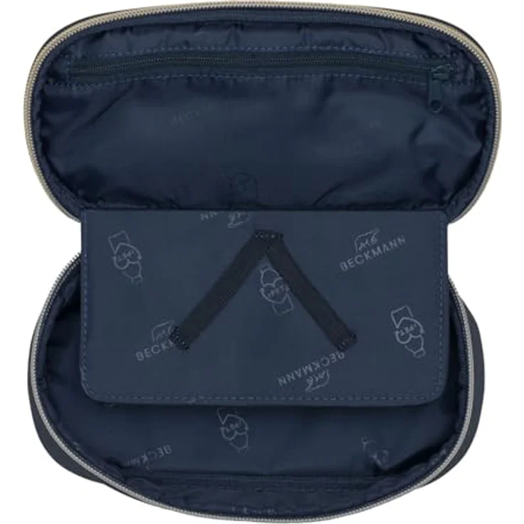 Beckmann Sport Jr. Ovales Pencil Case, geräumiges Schlampermäppchen in Blau-Gold, 22 x 11 x 6 cm – Bild 2
