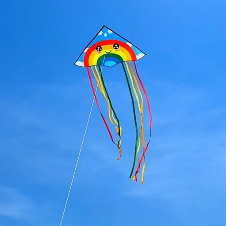 HONBO Rainbow Delta Kite, Winddrachen für Erwachsene und Anfänger, leichter Flieger mit robustem Design, inklusive Leinen und Wirbel, ideal für Outdoor-Spiele und Strand, lebendige Farben – Bild 4