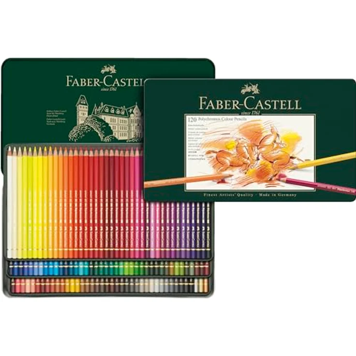 Faber-Castell Polychromos Künstlerfarbstifte, 120er Set im Metalletui, hohe Farbsättigung und Lichtbeständigkeit – Bild 1