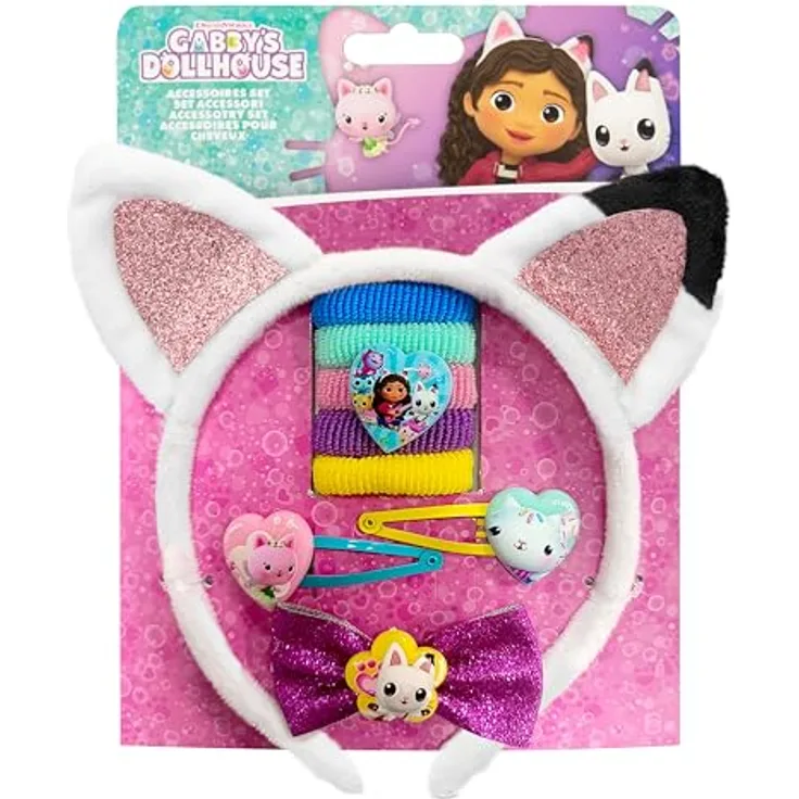 Joytoy Gabby's Dollhouse Haarschmuckset mit Katzenohren, 5 Haarbänder und 3 Haarclips 16,5x2x20,5 cm
