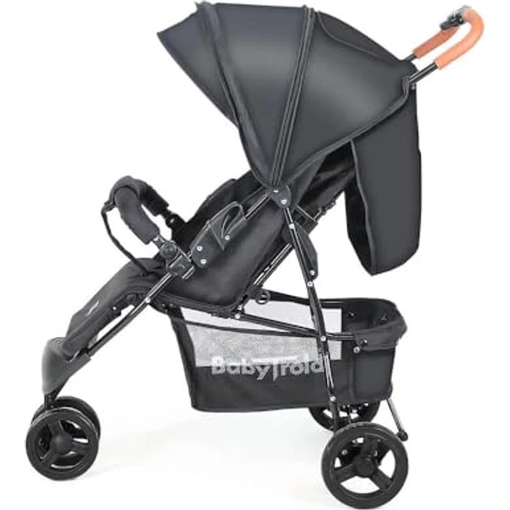 Babytrold Easy Go Buggy, verstellbar, bis 22 kg, Schwarz, mit Netz & Korb, verstellbarer Fußstütze, leicht und kompakt faltbar – Bild 10