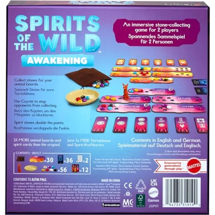 Mattel games Spirits of the Wild - The Awakening, Brettspiel für 2 Spieler mit bunten Aktionssteinen und magischen Kartenelementen – Bild 7