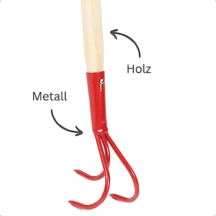Galaflor Kindergrubber aus Metall mit 76 cm Holzstiel, 3 Zinken für einfaches Lockern und Durchlüften der Erde – Bild 7