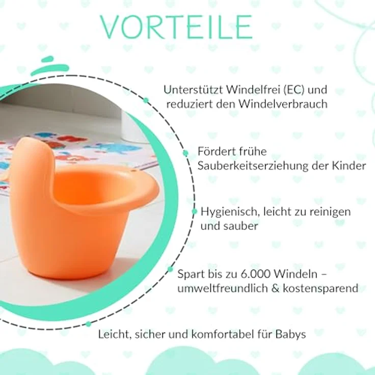 Easypisi Baby-Töpfchen zum Abhalten (Pfirsich), Windelfrei mit Spritzschutz, mobiles Kindertöpfchen für Jungen/Mädchen, Made in Germany – Bild 5