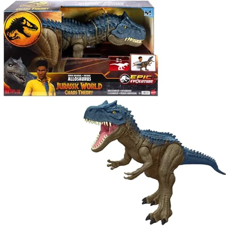 Mattel® Jurassic World Riesendino Allosaurus, Actionfigur mit 97 cm Länge und verschließbarem Bauch für Mini-Dinosaurier – Bild 1