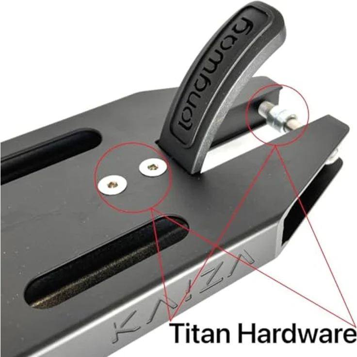 Longway Scooters Stuntscooter Longway Kaiza V4 Stunt-Scooter Deck 480mm 1085g Schwarz, Leichtes Aluminium Deck mit Titan Achsen und Bremsschrauben – Bild 2