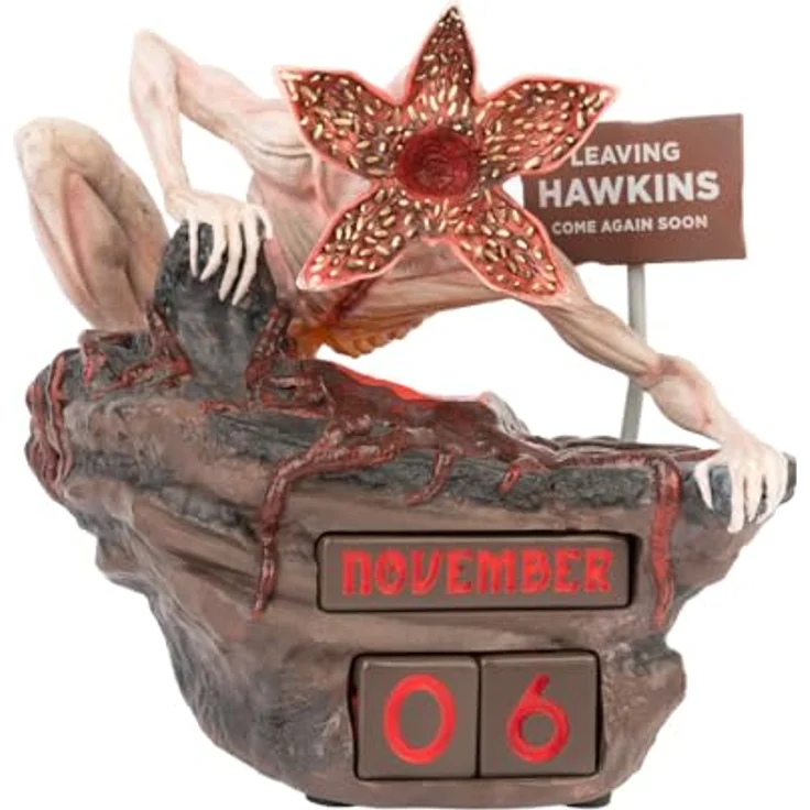 Grupo Erik Stranger Things Demogorgon 3D Ewiger Kalender, handbemalt aus Harz, immerwährendes Datumsmanagement, ideales Geschenk für Fans – Bild 1
