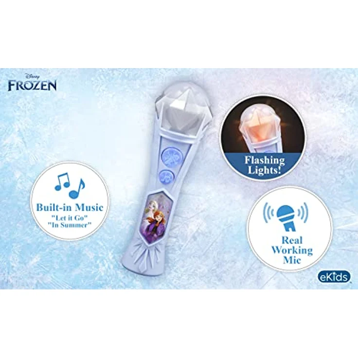 ekids FR-070 Lizenziertes Disney Frozen Karaoke Mikrofon mit Audio Eingang für Kinder ab 3 Jahren – Bild 3