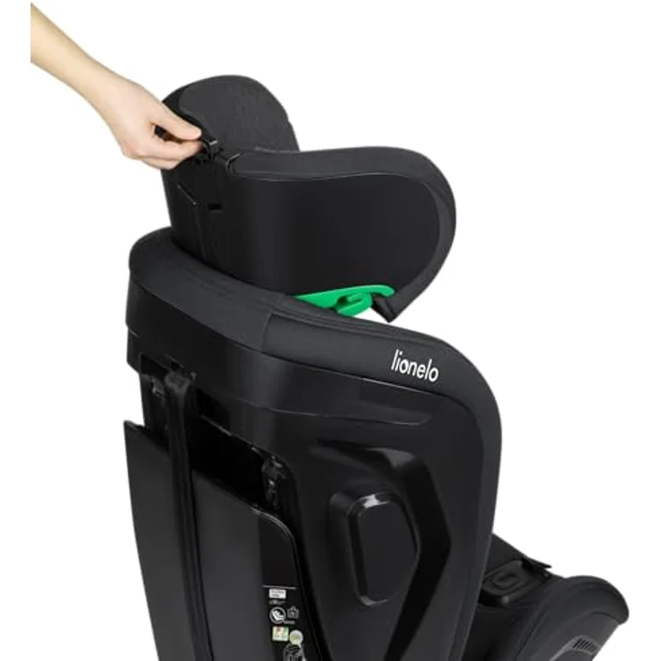 Lionelo Kindersitz Harper i-Size, mit Isofix und Top Tether, 76-150 cm, 5-Punkt-Gurt, verstärkter Seitenaufprallschutz, Black Carbon Grey – Bild 5