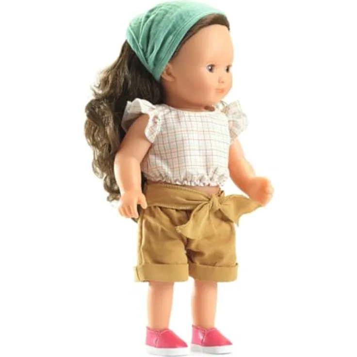 DJECO Stehpuppe POMEA Puppe Lovely 32cm Schlafaugen Rollenspiel, rockiger Stil, ab 3 Jahren, pink