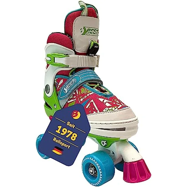 Best Sporting Rollschuhe Kinder I Rollschuhe größenverstellbar I robuste Inliner für Jugendliche mit Bremse I pink I Rollerskates Schuhe Kinder I Inliner mit 4 Rollen