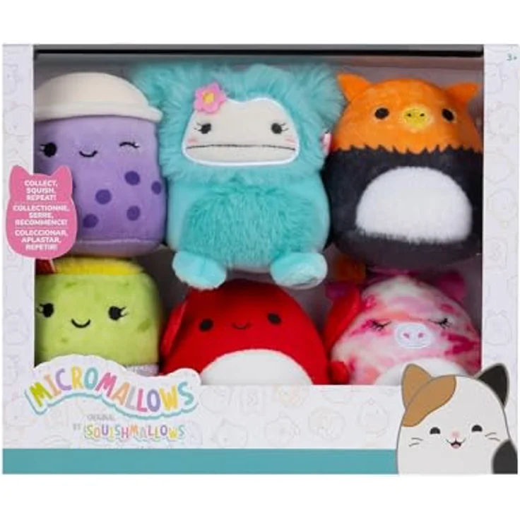 Squishmallows Micromallows SQMM0068-6er-Pack, superweiche 6.5 cm Mini-Plüschfiguren, inklusive Myrna, Henley, Anjara, Carlos, Joelle und Poplina – Bild 2