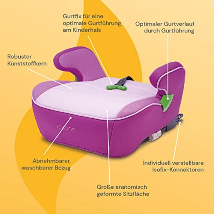 Osann Junior Isofix Gurtfix i-Size Sitzerhöhung (126-150 cm) - Pixel Berry – Bild 2