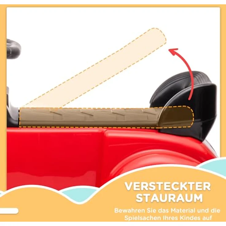 AIYAPLAY Rutschauto mit Stauraum, Kinderfahrzeug mit Kippschutz, Rot, 77,5 x 41,5 x 45 cm – Bild 4