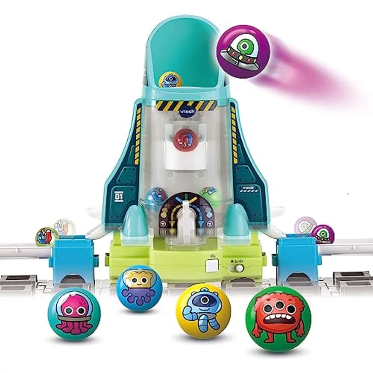 VTech - Marble Rush, Elektronische Kugelbahn, Space Magnetic Mission Set XL300E, magnetisches Bauspiel, 120 Stück, 10 Kugeln, Geschenk für Kinder ab 4 Jahren – Inhalt auf Französisch – Bild 5
